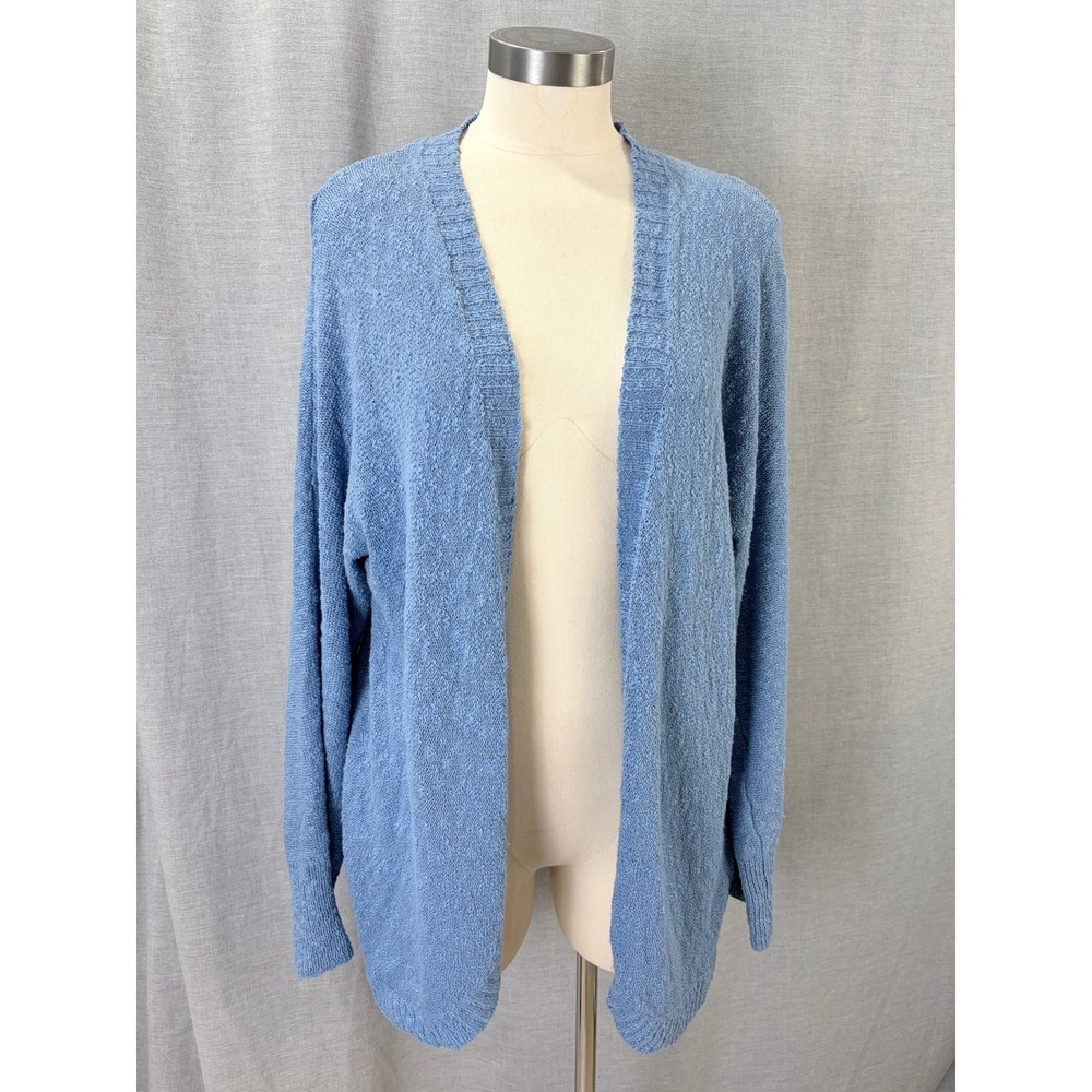 Pure Jill Blue Cotton Blend Textured Open Front Cardigan J.Jill Sweater L